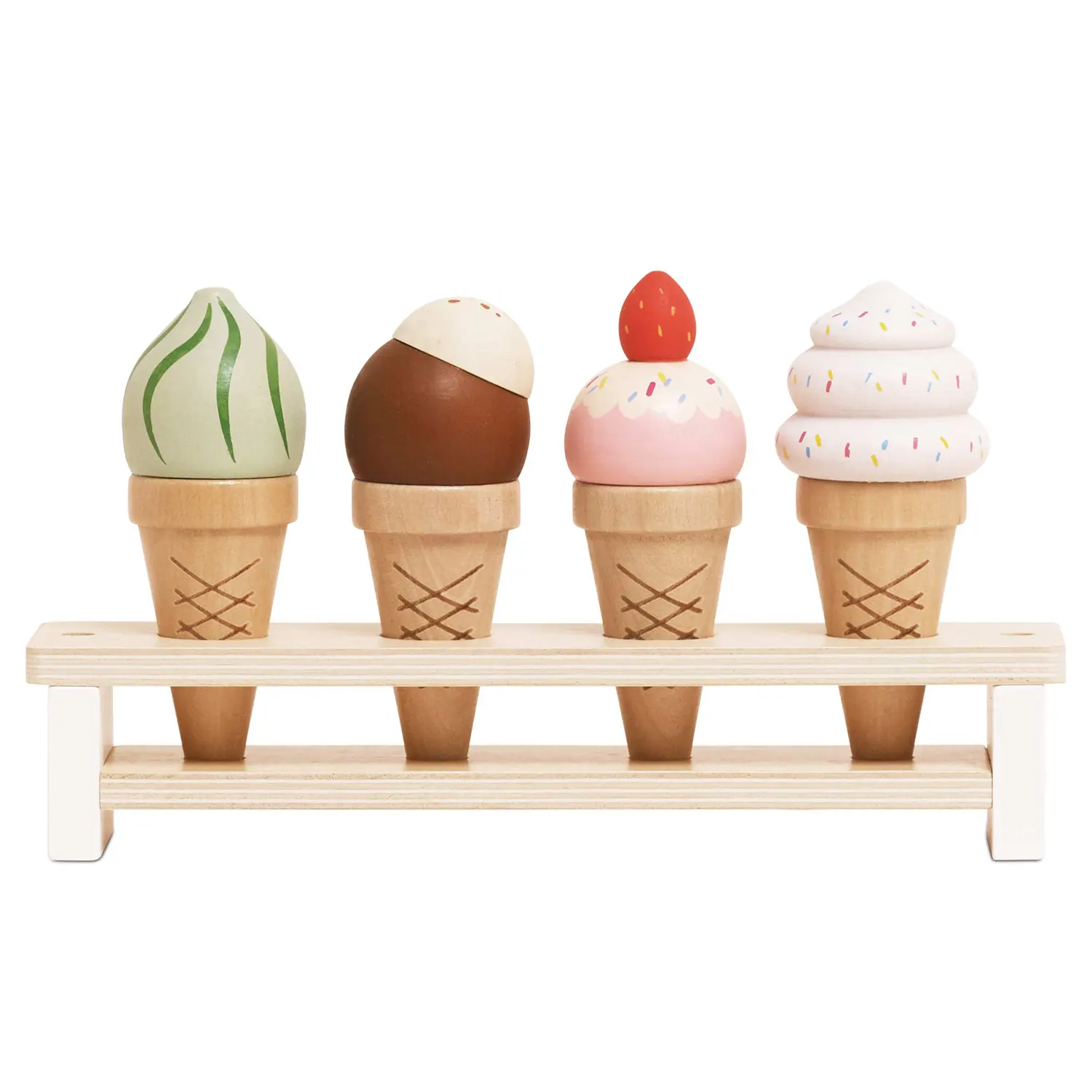 Eiscreme auf Waffeln  / Wooden Ice Cream Cones Set (New Look)