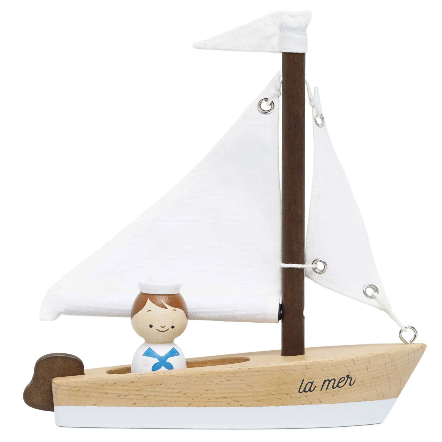 Segelboot aus Holz / Wooden Sailing Boat & Captain Segelboot aus Holz / Wooden Sailing Boat & Captain