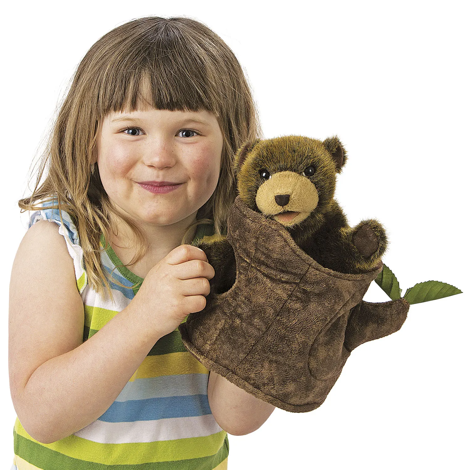 Bär im Baumstamm / Bear in Tree Stump-Folkmanis® Puppets