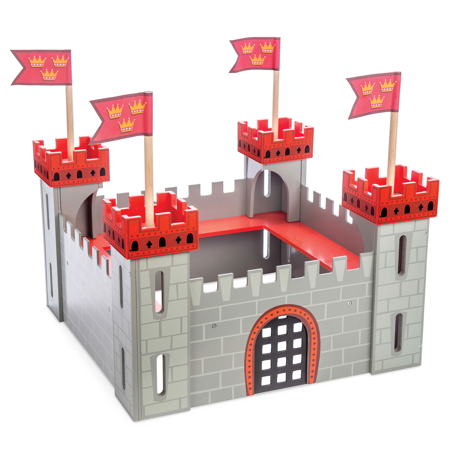 Meine erste Burg Rot / Wooden Castle with Rampards & Portculis