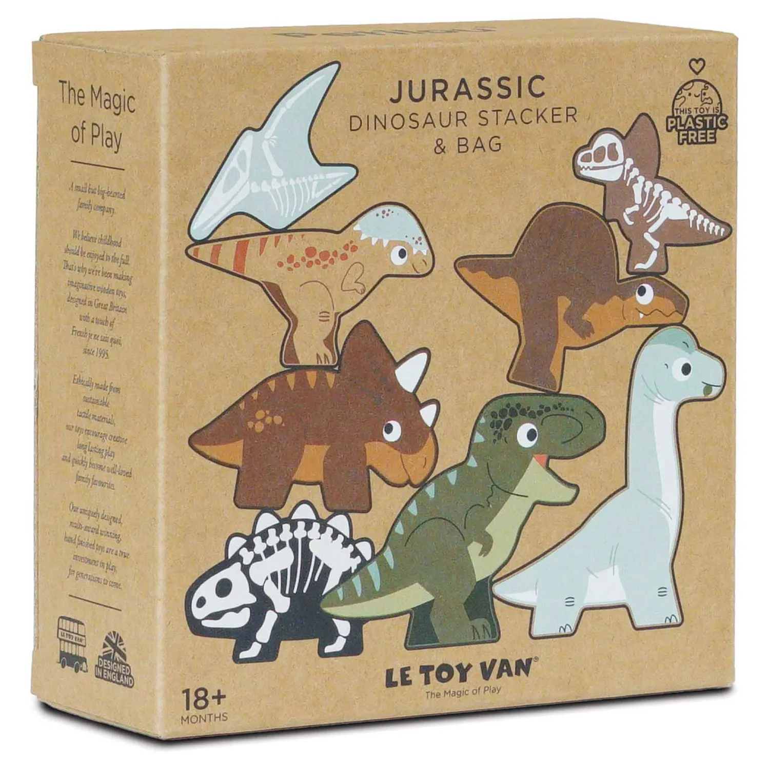 Jurassic Stacking Dinosaurs & Bag/Stapeldinosaurier & Tasche-Le Toy Van (LTV)