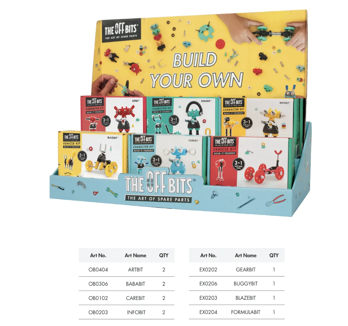 Retail Display filled -12 packs in display with sample, header, cutouts-TheOffbits