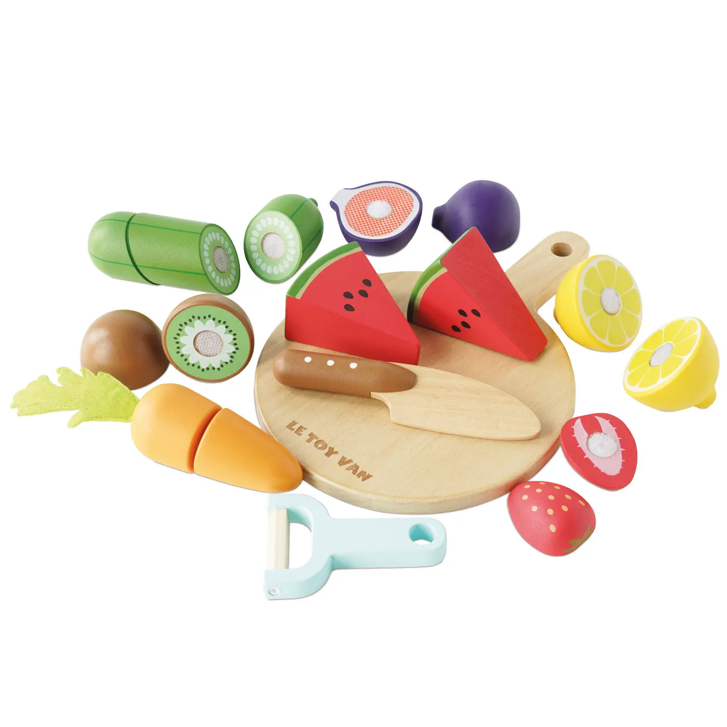 Schneidebrett mit Superfood / Wooden Chopping Board & Sliceable Play Food-Le Toy Van (LTV)