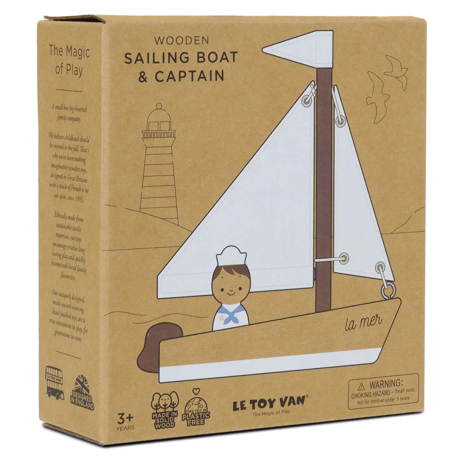 Segelboot aus Holz / Wooden Sailing Boat & Captain-Le Toy Van (LTV)